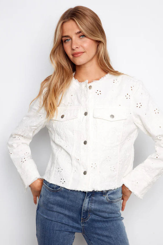 Eyelet Stretch Denim Jacket