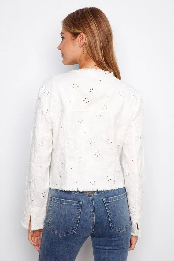 Eyelet Stretch Denim Jacket