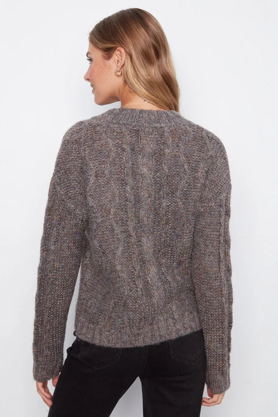 Notch Neck Cable Knit Sweater