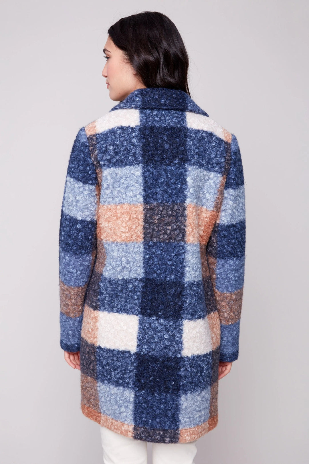 Plaid Boucle Knit Coat