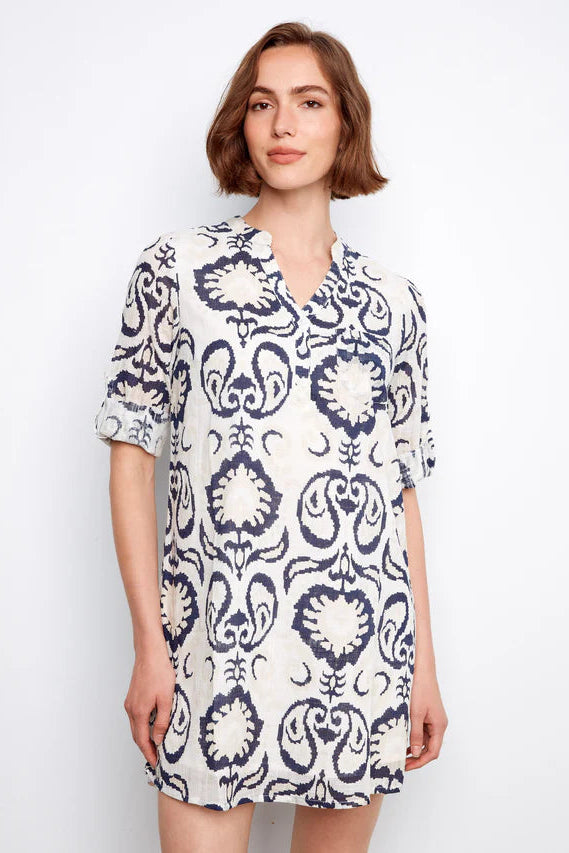 Printed Henley Shirt Dress