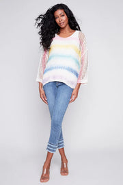 Crochet Fishnet Rainbow Sweater