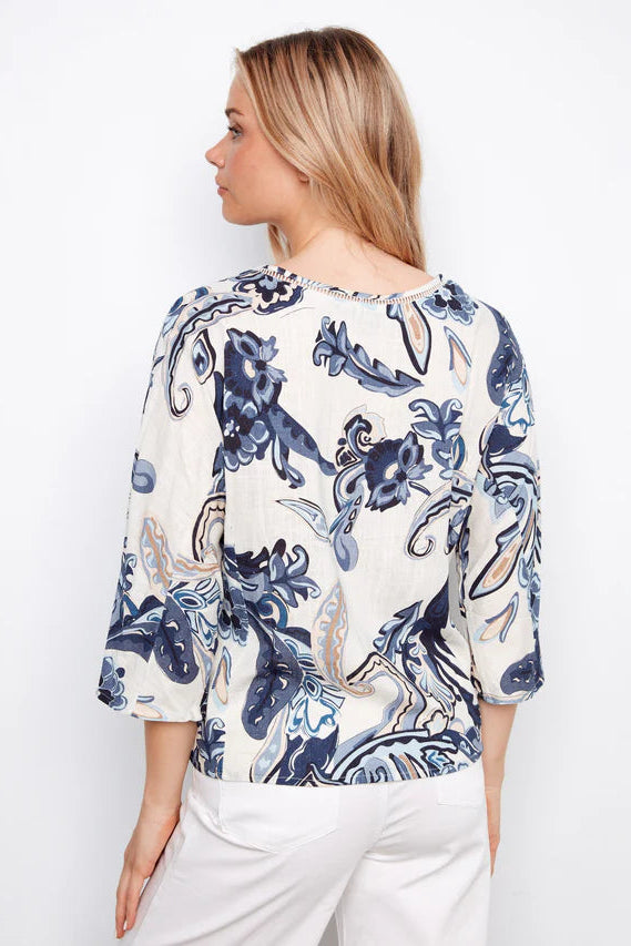 Printed Linen Blend Blouse