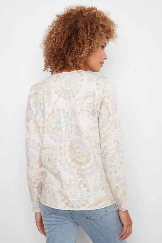 V-Neck Abstract Print Sweater