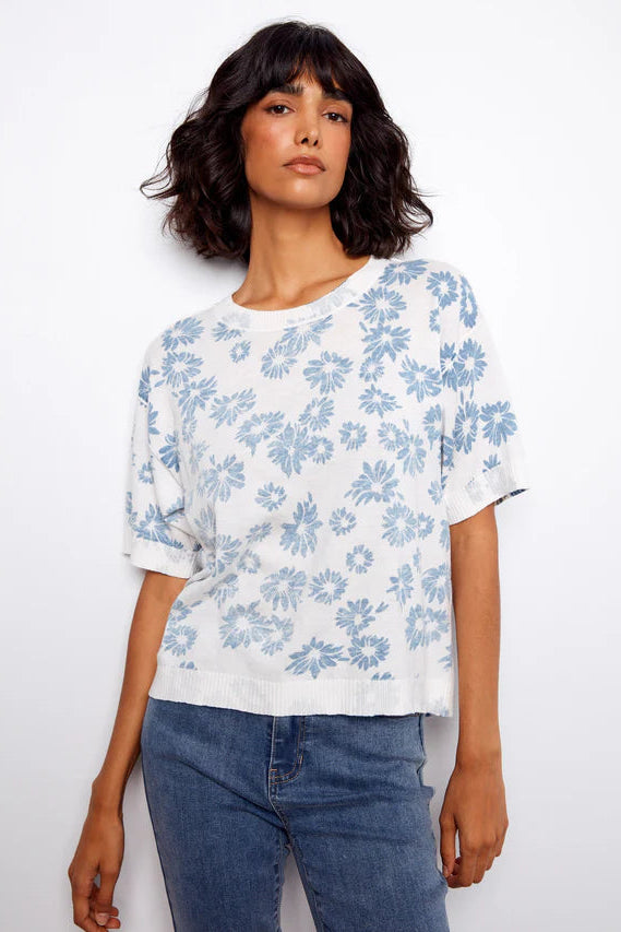 Reversible Short Sleeve Printed Sweater