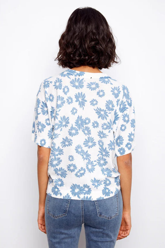 Reversible Short Sleeve Printed Sweater