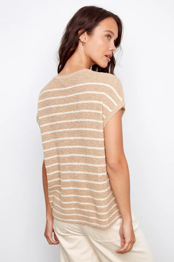 Striped Cap Sleeve Knit Top