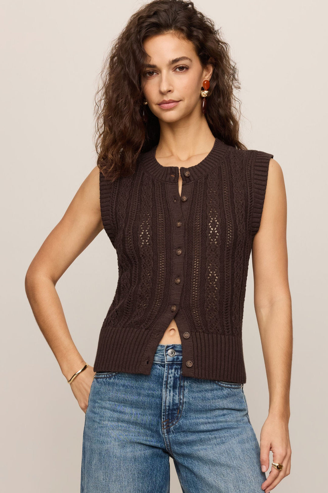 Cabot Sweater Vest in Dark Chocolate
