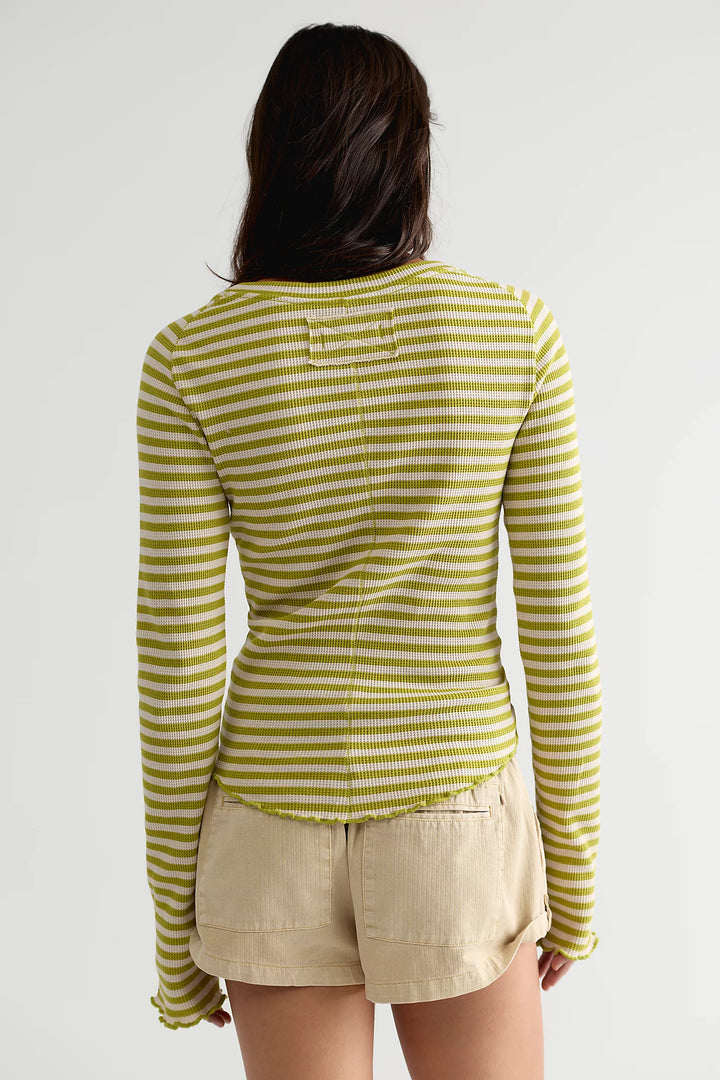 Easy Does It Long Sleeve Tee in Green Combo Stripe