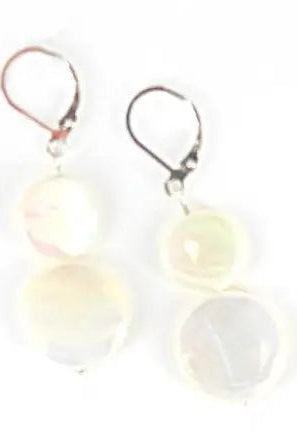 Mother of Pearl Dangle Earrings in White