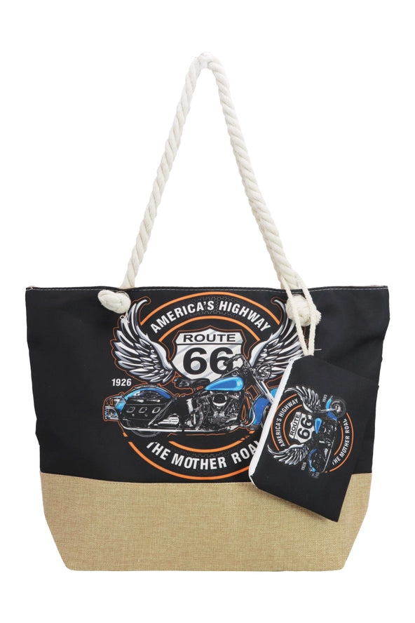 Motorcycle Print Tote Bag