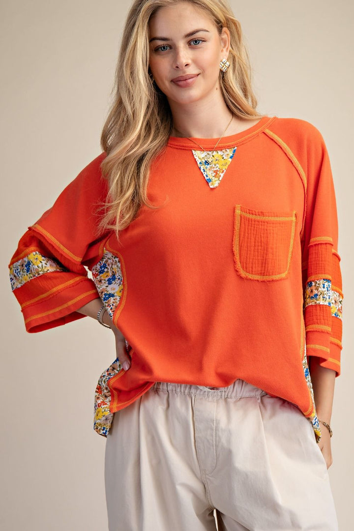 Half Sleeve Patchwork Top