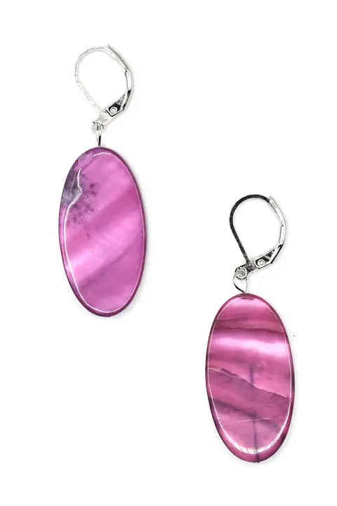 Oval Drop Earring in Purple