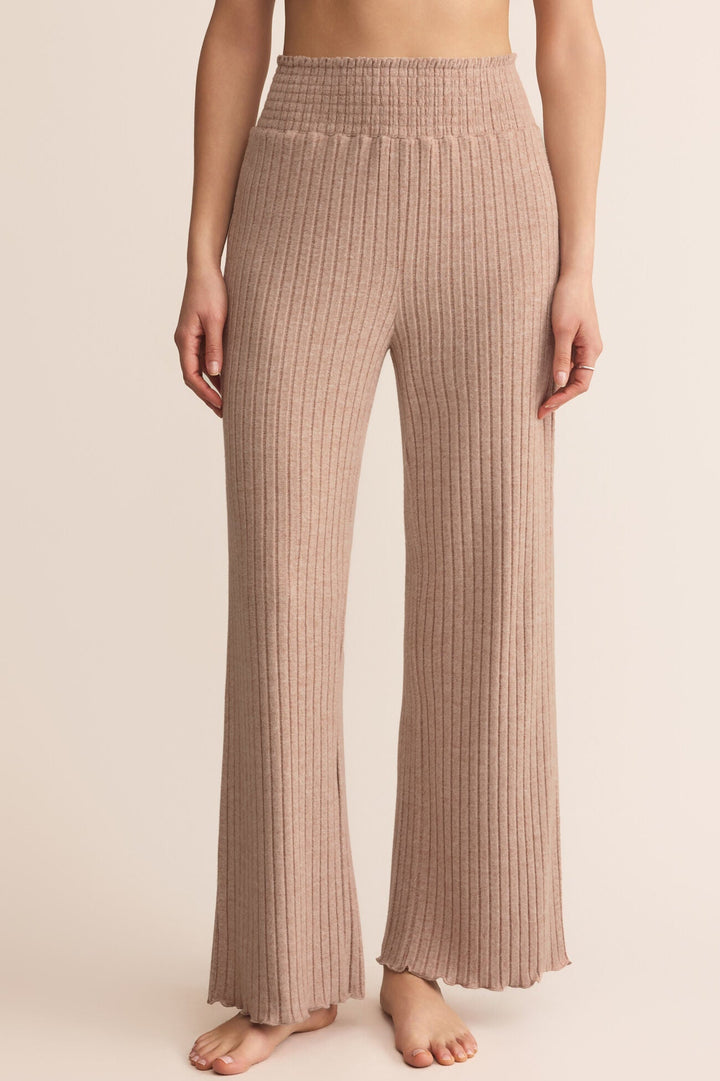 Dawn Smocked Rib Pant in Iced Coffee