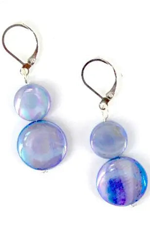 Mother of Pearl Dangle Earrings in New Blue