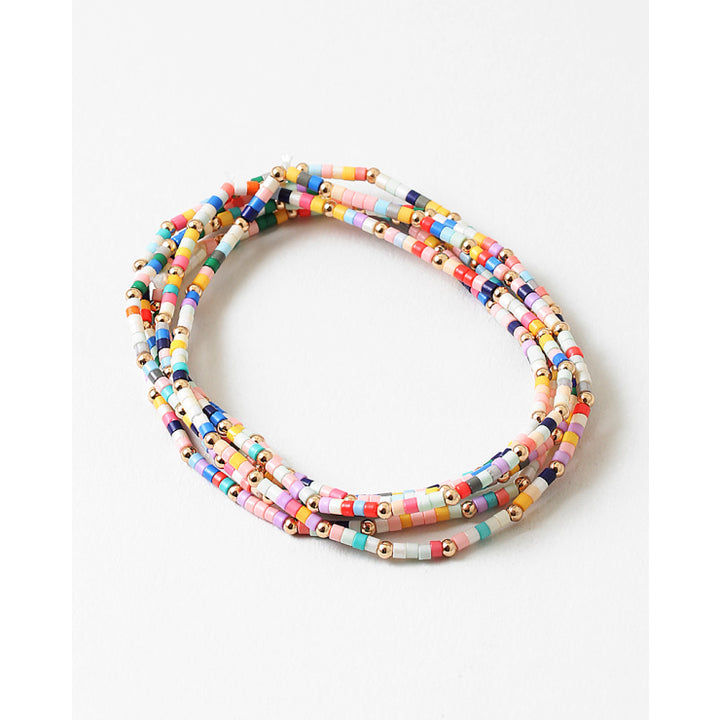 Multi Strand Beaded Bracelet in Light Rainbow Colors