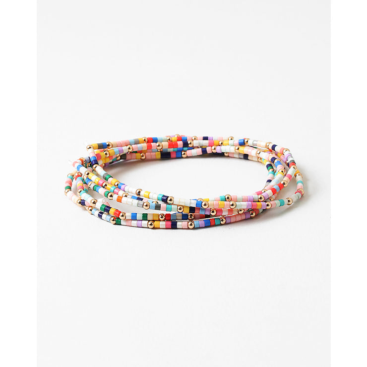 Multi Strand Beaded Bracelet in Light Rainbow Colors