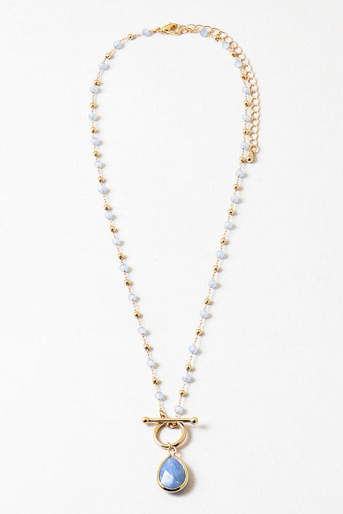 Blue Tear Drop Beaded Necklace
