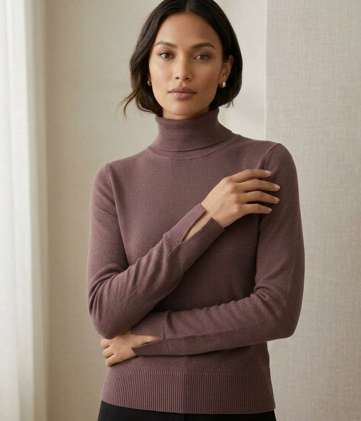 Split Sleeve Turtleneck Knit Top