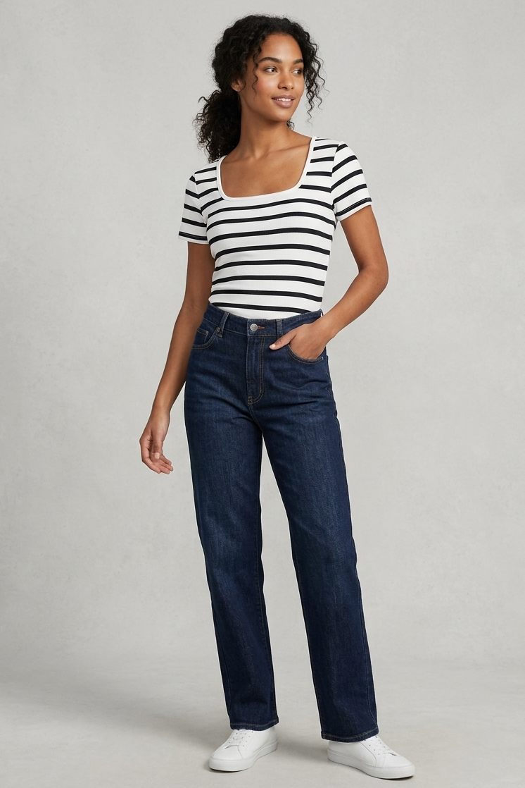 Square Neck Striped Tee