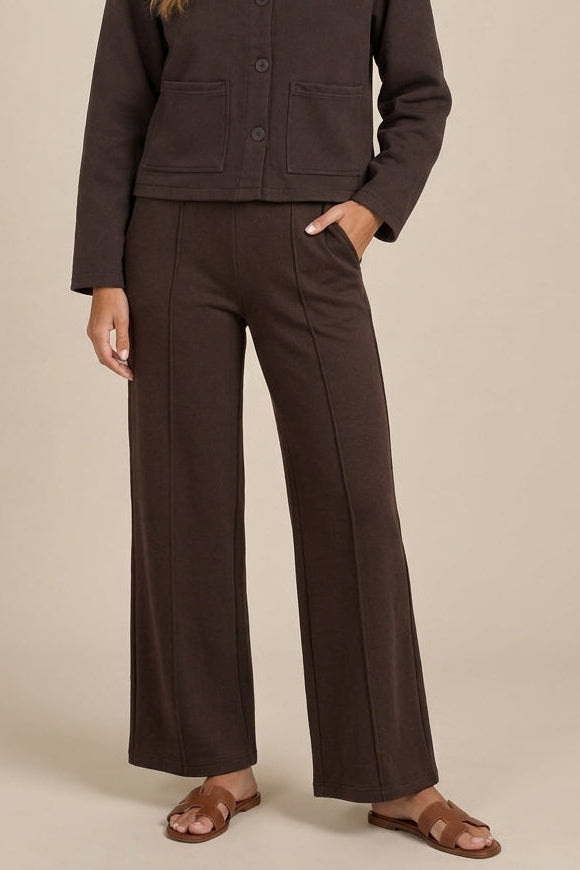 Wide Leg Scuba Pant in Chocolate