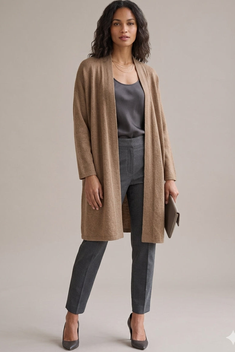 Andromeda Knit Open Front Cardigan in Caramel