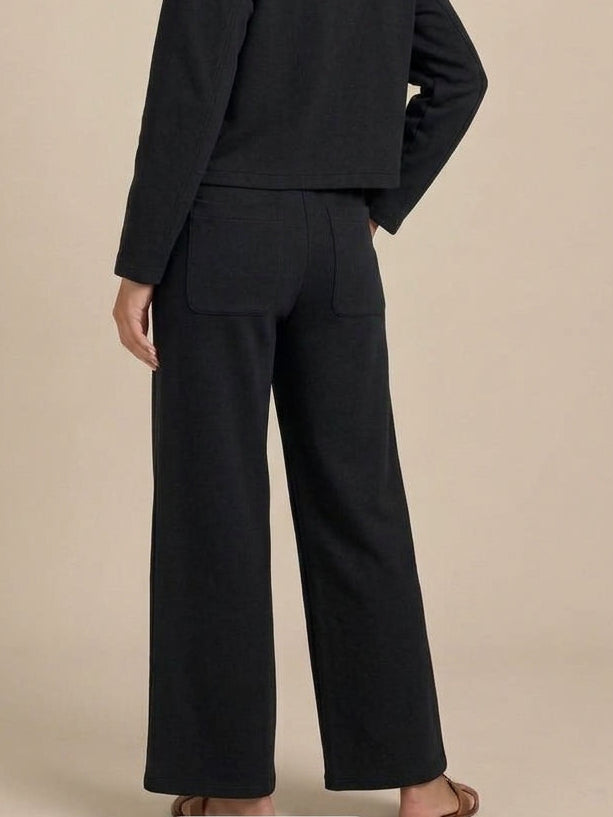 Wide Leg Scuba Pant in Black
