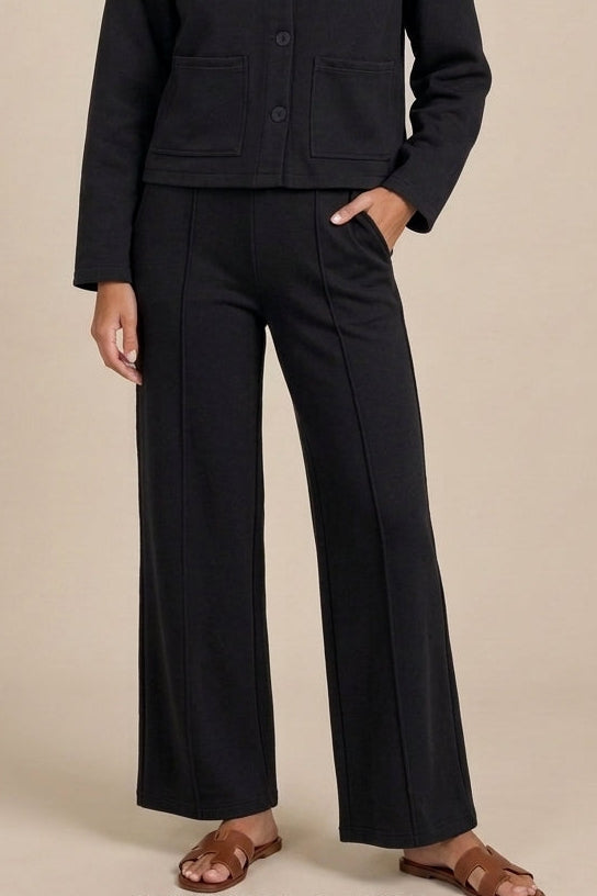 Wide Leg Scuba Pant in Black