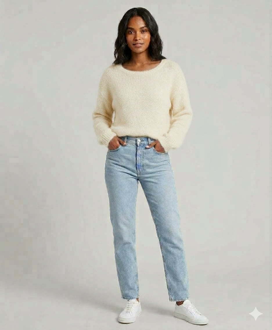 Dahlia Alpaca Blend Knit Sweater in White