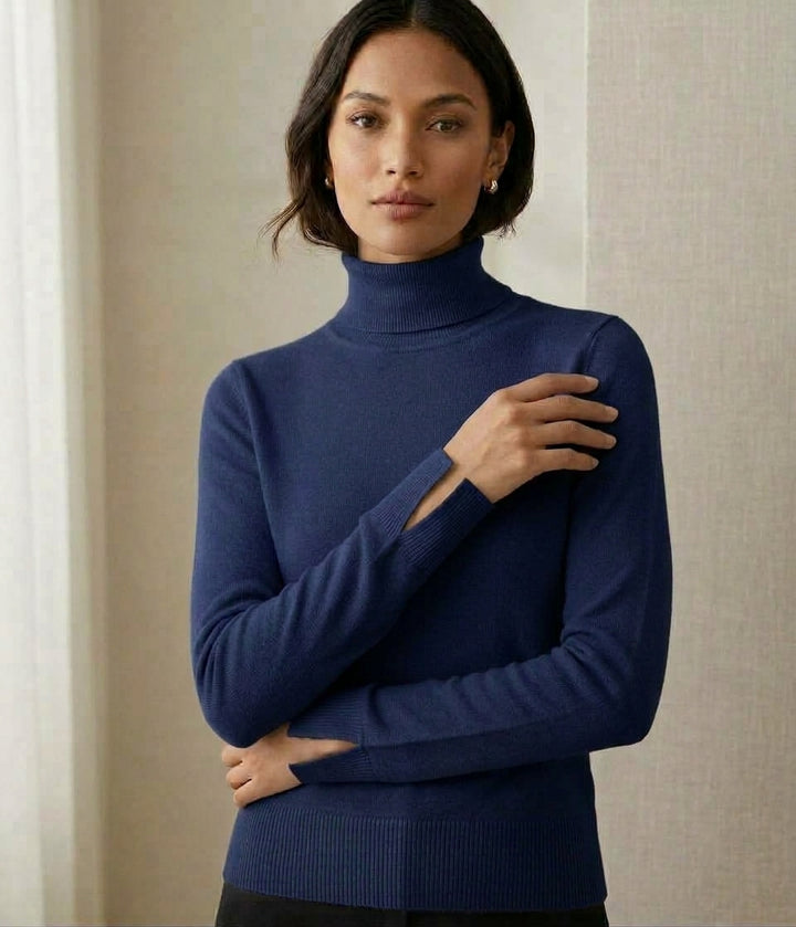 Split Sleeve Turtleneck Knit Top