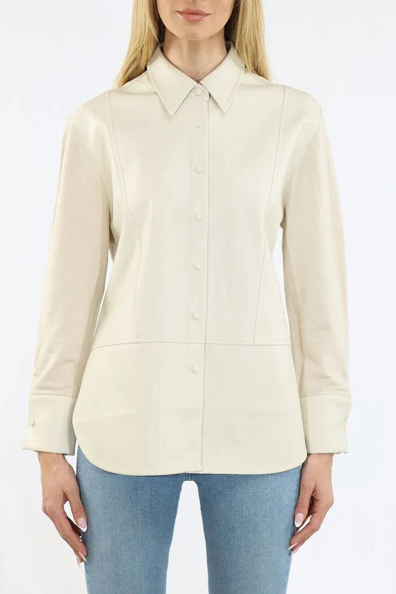 Long Sleeve Coated Shirt Jacket