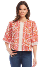 Puff Sleeve Button Front Top