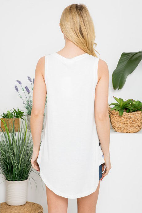 Sleeveless Bird Print Top