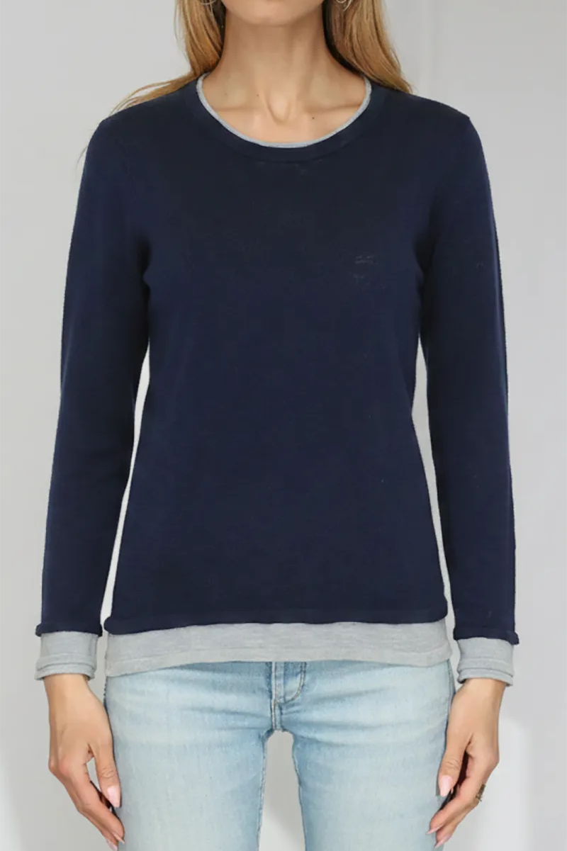 Contrasting Layer Long Sleeve knit Tee