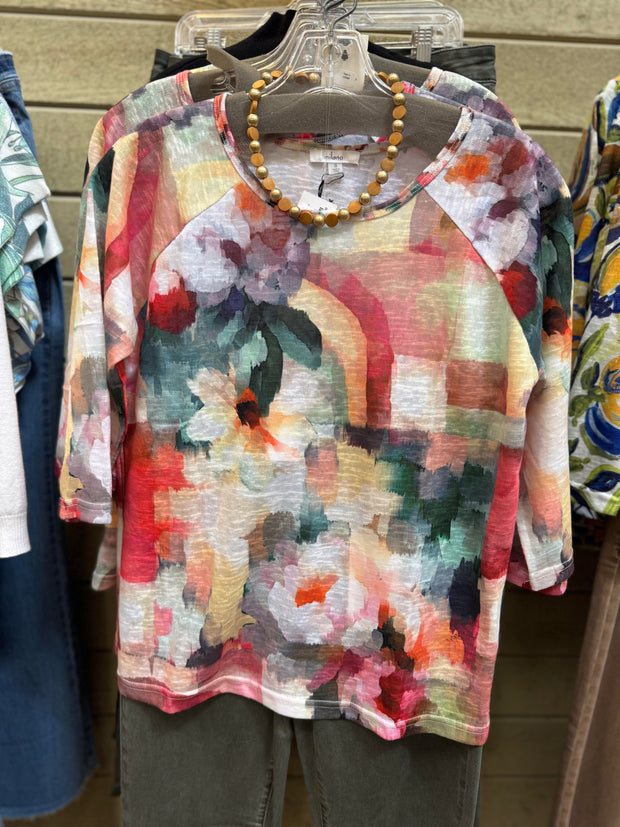 Print elbow sleeve top