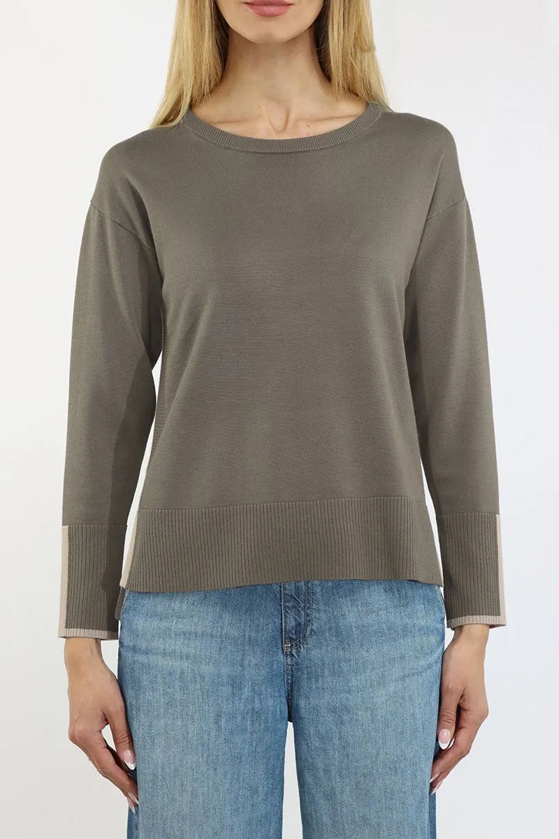 Color Block Sweater in Sea Island and Sandstone