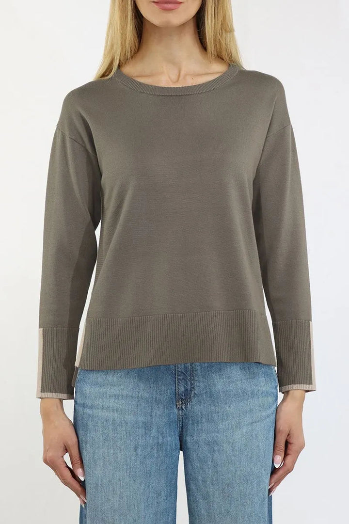 Color Block Sweater in Sea Island and Sandstone