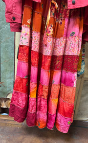 Tiered patchwork maxi skirt