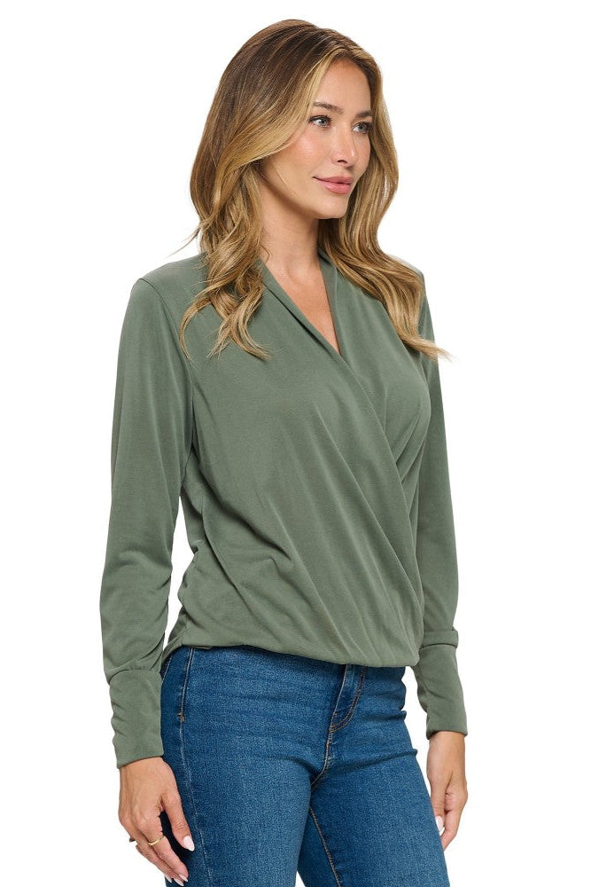Surplice Blouse in Olive