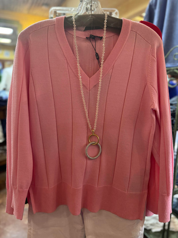 Jersey panel v-neck sweater