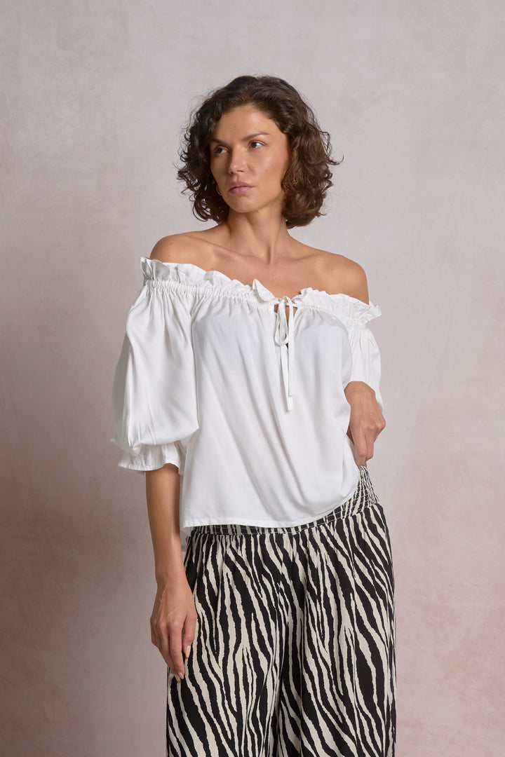 Louisa Off the Shoulder Top in White