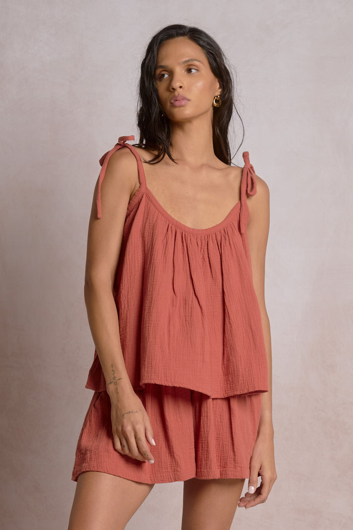 Doka Tie Strap Top in Cayenne