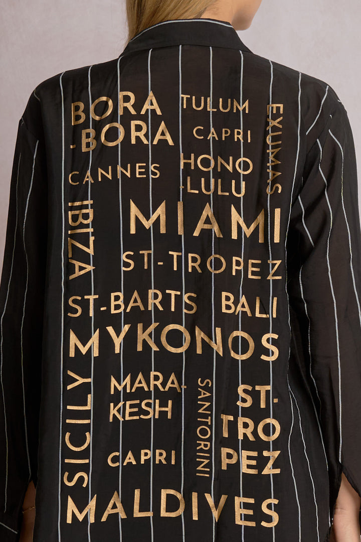Island Graphic Button Down Shirt in Black
