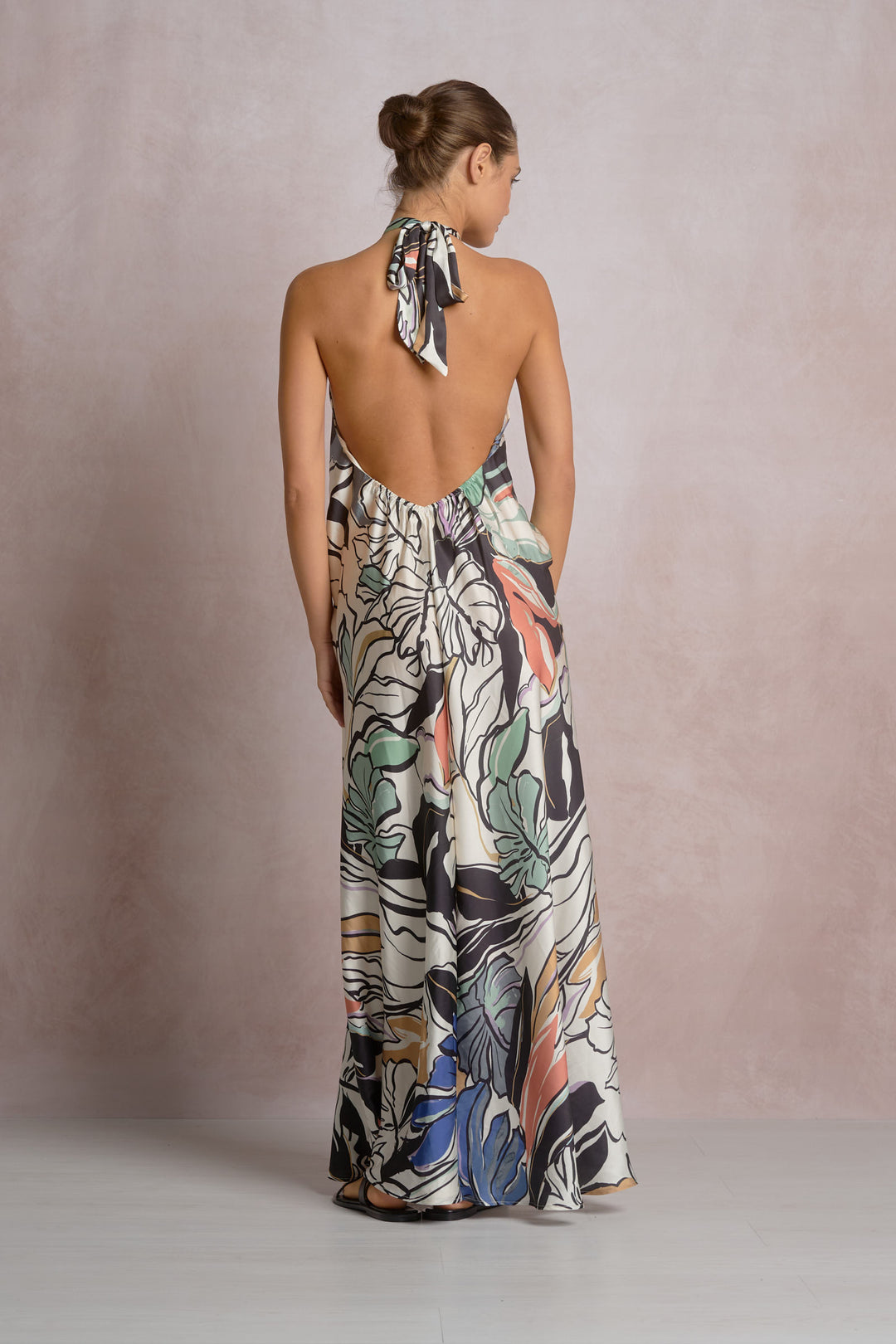 Botanical Halter Maxi Dress
