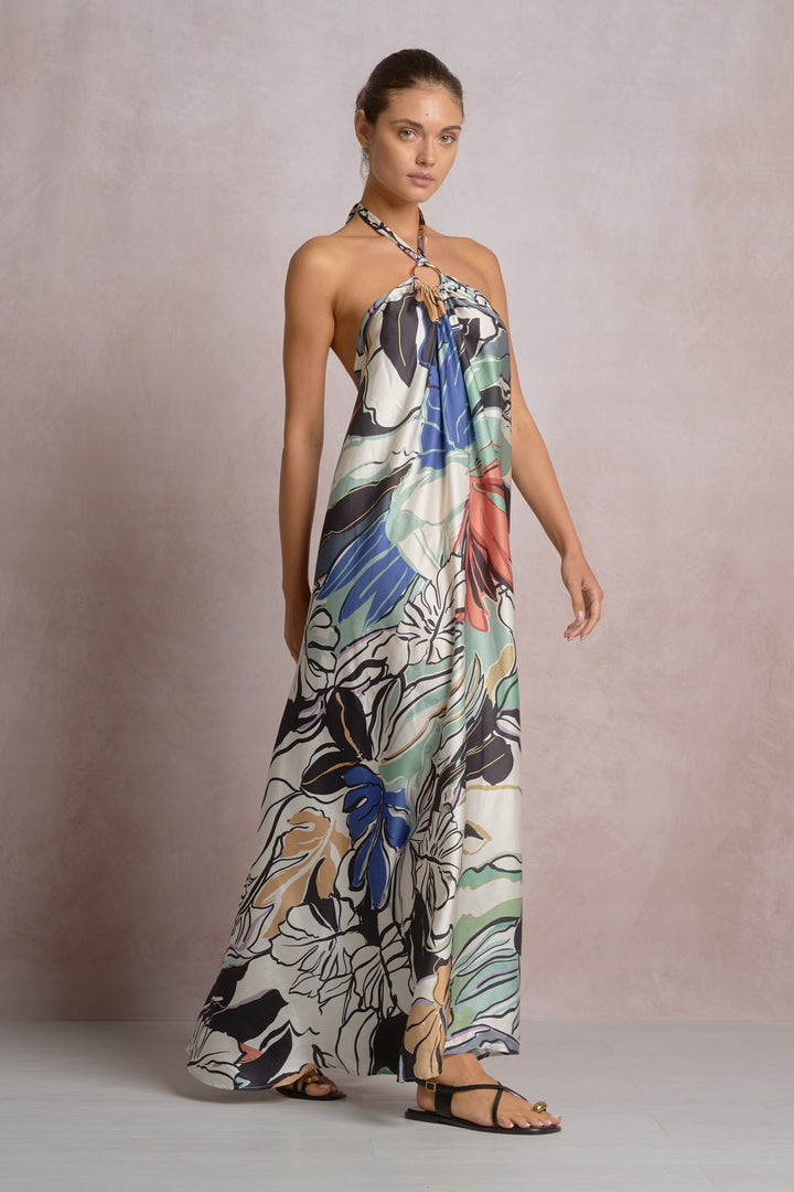 Botanical Halter Maxi Dress