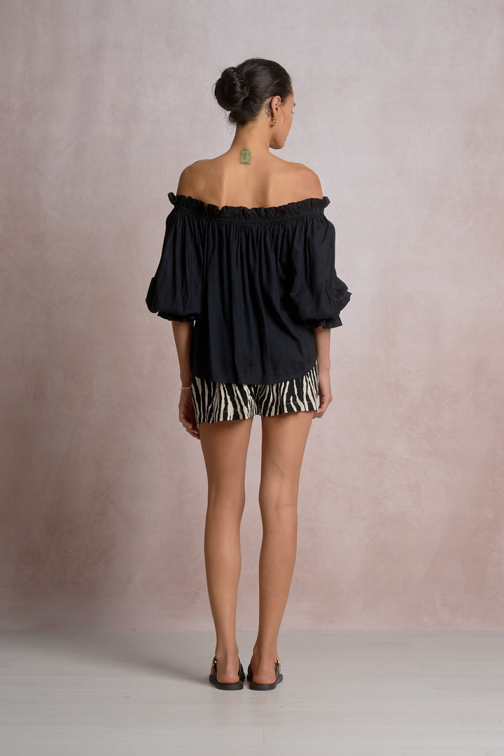 Louisa Off the Shoulder Top in Black