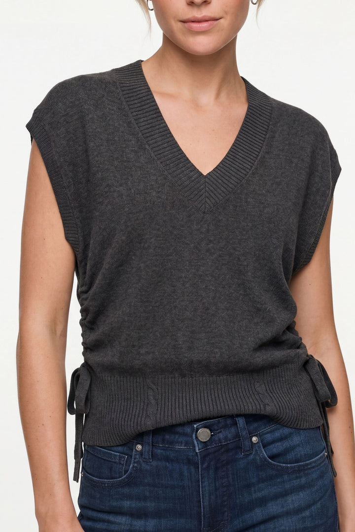 V-neck Dolman Popover Sweater in Dark Heather Charcoal