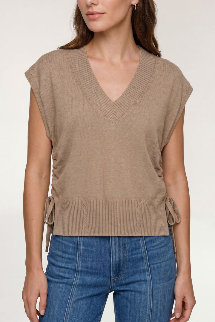 V-neck Dolman Popover Sweater in Harvest Khaki Melange