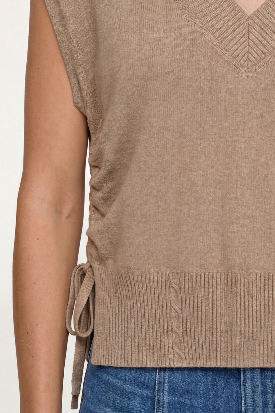 V-neck Dolman Popover Sweater in Harvest Khaki Melange