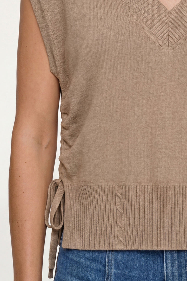 V-neck Dolman Popover Sweater in Harvest Khaki Melange